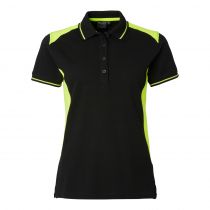 Top Swede Dame 214 Polo, Sort/Fluoresant Yellow, 1 Stk