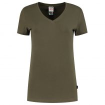 Tricorp Casual T-skjorte med V-hals for kvinner 101008, Army, 1 stk.