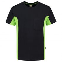 Tricorp Workwear Tofarget T-skjorte med brystlomme 102002, svart/lime, 1 stk.