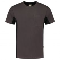 Tricorp Workwear Tofarget T-skjorte med brystlomme 102002, mørkegrå/svart, 1 stk.