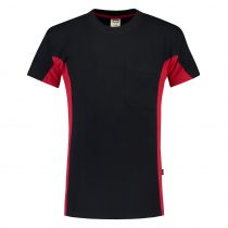 Tricorp Workwear Tofarget T-skjorte med brystlomme 102002, marine/rød, 1 stk.