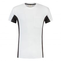 Tricorp Workwear Tofarget T-skjorte med brystlomme 102002, Hvit/Mørkegrå, 1 stk.