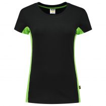 Tricorp Workwear Dame Tofarget T-skjorte 102003, svart/lime, 1 stk.