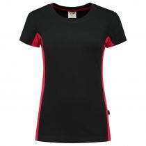 Tricorp Workwear Dame Tofarget T-skjorte 102003, svart/rød, 1 stk.