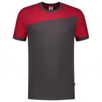 Tricorp Workwear Bicolor T-skjorte kontrastsømmer 102006, mørkegrå/rød, 1 stk.