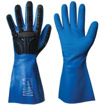 Granberg 115.6050 sømløs nylonforing Kjemikalie- og støtbestandige hansker, blå/svarte, 6 par
