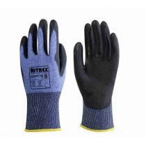 Nitrex 241PC18 Level C PU-belagte palmekuttebestandige hansker, svart/blå, 6 x 10 par