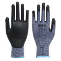 Nitrex 241PF Equivalent Level F PU-belagte kuttbestandige hansker, svart/blå, 6 x 10 par
