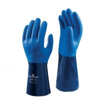 Showa Gummi Handshake Kjemikaliebestandige hansker, blå, 10 par