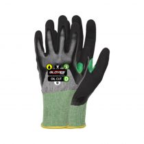 Hansker Pro Oil Level D Kuttbestandige hansker, svart/grønn, 12 par