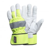 Gloves Pro Halvfôrede arbeidshansker, gul/hvit, 12 par, SGP-5724