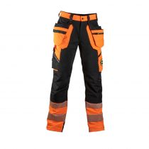 Dimex 6085 Superstretch-bukse med hengende lommer, oransje/svart, 1 stk.