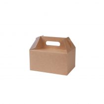 Grønn boks DFC01702 21,5 x 15 x 11,5 cm papp-lunsjbokser med håndtak, brun, 100 stykker