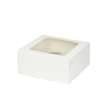 Grønn boks DRE03483 4 hull PLA-vindu Cupcake-bokser med innsats, hvit, 100 stykker