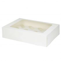 Grønn boks DRE03485 12 hull PLA-vindu Cupcake-bokser med innsats, hvit, 100 stykker