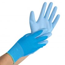 Hygo Star PU-belagte Ultra Flex håndfinstrikkede hansker, blå, 10 x 12 par