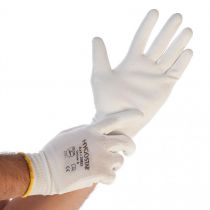 Hygo Star PU-belagte Ultra Flex håndstrikkede hansker, hvite, 10 x 12 par