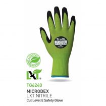 Traffi TG6240 Microdex Nitrile Lxt Cut Level E sikkerhetshansker, grønn/svart, 10 x 10 par