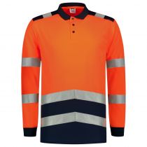 Tricorp Safety Langermet Poloskjorte High Vis Bicolor 203008, Fluor Orange/Ink, 1 stk.