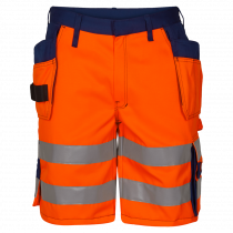 Engel Safety EN ISO 20471 shorts med hengelommer, Hivis Oransje/Marineblå, SEW-6502-770-1006