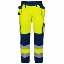 Engel Safety EN ISO 20471 bukse med hengelommer, Hivis Gul/Marineblå, SEW-2502-775-3806