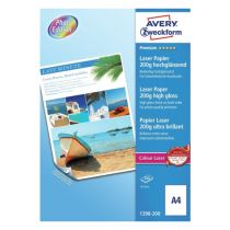 Avery Photopaper 200 G. Premium glanset dobbeltsidig, hvit, A4, modell 1398-200