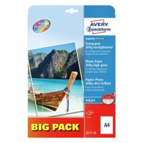 Avery Photopaper 200G. Superior glanset, hvit, A4, modell 2572-50