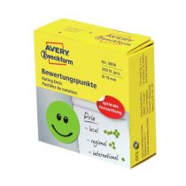 Avery Rating Dots, Green Happy Smiley, Green, Dia 19, Model 3858