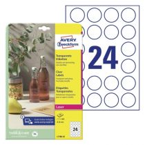 Avery Crystal Clear Labels (-20Oc Til +80Oc), Clear, Dia 40, Model L7780-25