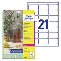 Avery Crystal Clear Labels (-20Oc Til +80Oc), Clear, 63,5 X 38,1, modell L7782-25