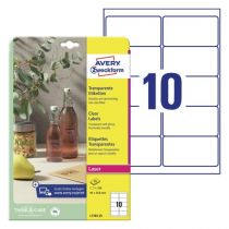 Avery Crystal Clear Labels (-20Oc Til +80Oc), Clear, 96 X 50,8, modell L7783-25