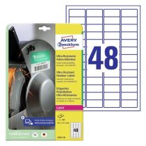 Avery Ultra Resistant Stretchable Labels (-40Oc Til +150Oc), Hvit, 45,7 X 21,2, modell L7911-10