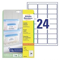 Avery Freezer Labels (min. påføringstemperatur -20Oc, Servicetemperatur fra -50Oc Til +70Oc), hvit, 63,5 X 33,9, modell L7970-25