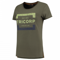 Tricorp Dame Premium Rund Hals T-skjorte, militærgrønn, 1 Stykke, SUT-104004Army