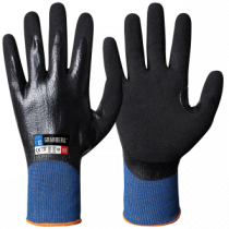Granberg Ultralette, heldyppede, kuttbestandige hansker, blå/svarte, 12 par, SGR-116-593